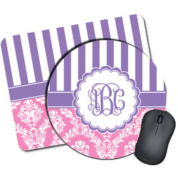 Pink & Purple Damask Mouse Pad (Personalized)