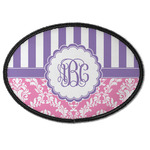 Pink & Purple Damask Iron On Oval Patch w/ Monogram