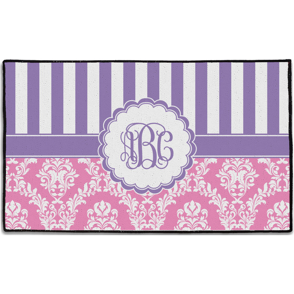 Custom Pink & Purple Damask Door Mat - 60"x36" (Personalized)