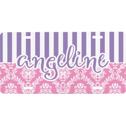 Pink & Purple Damask Front License Plate (Personalized)