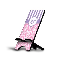 Pink & Purple Damask Cell Phone Stand (Small) (Personalized)