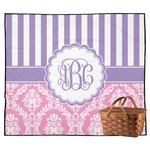 Pink & Purple Damask Outdoor Picnic Blanket (Personalized)