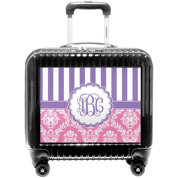 Custom Pink & Purple Damask Pilot / Flight Suitcase (Personalized)