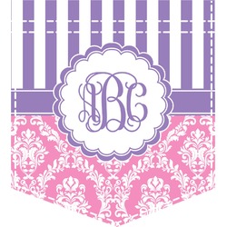 Pink & Purple Damask Iron On Faux Pocket (Personalized)