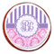 Pink & Purple Damask Printed Icing Circle - Large - On Cookie