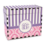 Pink & Purple Damask Wood Recipe Box - Full Color Print (Personalized)