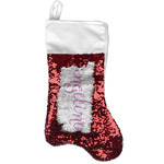 Pink & Purple Damask Reversible Sequin Stocking - Red (Personalized)