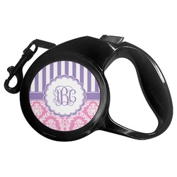 Pink & Purple Damask Retractable Dog Leash - Large (Personalized)