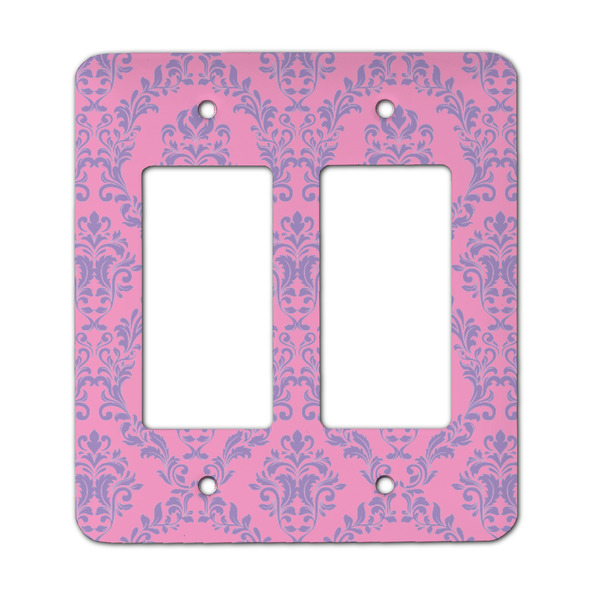 Custom Pink & Purple Damask Rocker Style Light Switch Cover - Two Switch