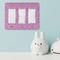 Pink & Purple Damask Rocker Light Switch Covers - Triple - IN CONTEXT