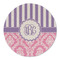 Pink & Purple Damask Round Linen Placemats - FRONT (Double Sided)