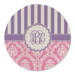 Pink & Purple Damask Round Linen Placemat - Single Sided (Personalized)