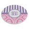 Pink & Purple Damask Round Stone Trivet - Angle View