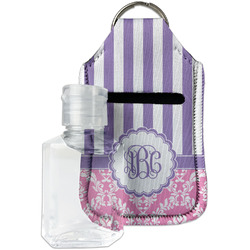 Pink & Purple Damask Hand Sanitizer & Keychain Holder (Personalized)