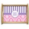 Pink & Purple Damask Serving Tray Wood Large - Main