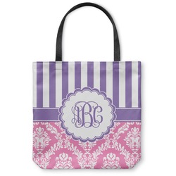 Pink & Purple Damask Canvas Tote Bag - Small - 13"x13" (Personalized)