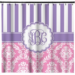Pink & Purple Damask Shower Curtain - 71" x 74" (Personalized)
