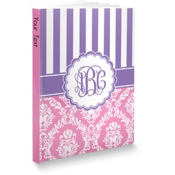 Pink & Purple Damask Softbound Notebook - 7.25" x 10" (Personalized)
