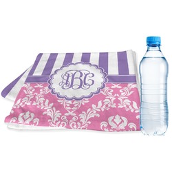 Pink & Purple Damask Sports & Fitness Towel (Personalized)