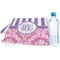 Pink & Purple Damask Sports Towel Folded with Water Bottle