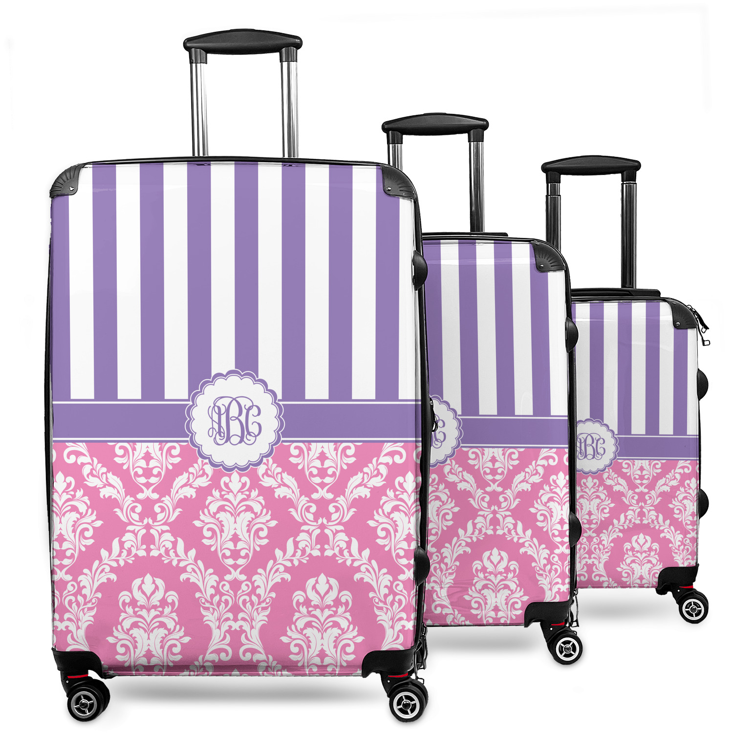 pink and purple luggage