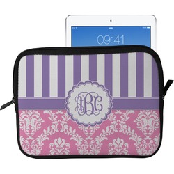 Pink & Purple Damask Tablet Case / Sleeve - Large (Personalized)