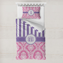 Pink & Purple Damask Toddler Bedding Set - With Pillowcase (Personalized)