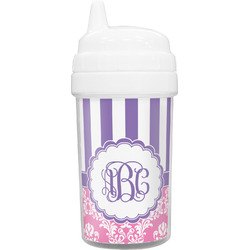 Pink & Purple Damask Sippy Cup (Personalized)