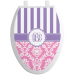 Pink & Purple Damask Toilet Seat Decal - Elongated (Personalized)