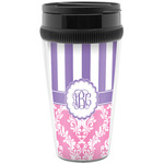 Pink & Purple Damask Acrylic Travel Mug without Handle (Personalized)