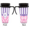 Pink & Purple Damask Travel Mug with Black Handle - Approval