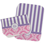 Pink & Purple Damask Burp Cloths - Fleece - Set of 2 w/ Monogram