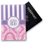 Pink & Purple Damask Vinyl Passport Holder (Personalized)