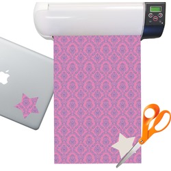 Pink & Purple Damask Sticker Vinyl Sheet (Permanent)