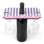 Pink & Purple Damask Wine Bottle & Glass Holder (Personalized)