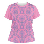 Pink & Purple Damask Women's Crew T-Shirt - Large