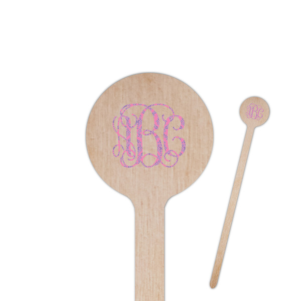 Custom Pink & Purple Damask 7.5" Round Wooden Stir Sticks - Double Sided (Personalized)