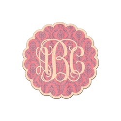 Pink & Purple Damask Genuine Maple or Cherry Wood Sticker (Personalized)