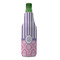 Pink & Purple Damask Zipper Bottle Cooler - FRONT (bottle)