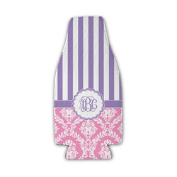 Pink & Purple Damask Zipper Bottle Cooler (Personalized)