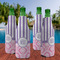 Pink & Purple Damask Zipper Bottle Cooler - Set of 4 - LIFESTYLE