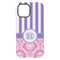 Pink & Purple Damask iPhone 15 Plus Tough Case - Back