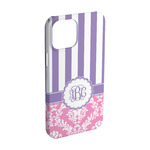 Pink & Purple Damask iPhone Case - Plastic - iPhone 15 Pro (Personalized)