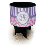 Pink & Purple Damask Black Beach Spiker Drink Holder (Personalized)