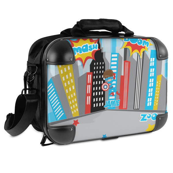 Custom Superhero in the City Hard Shell Briefcase (Personalized)