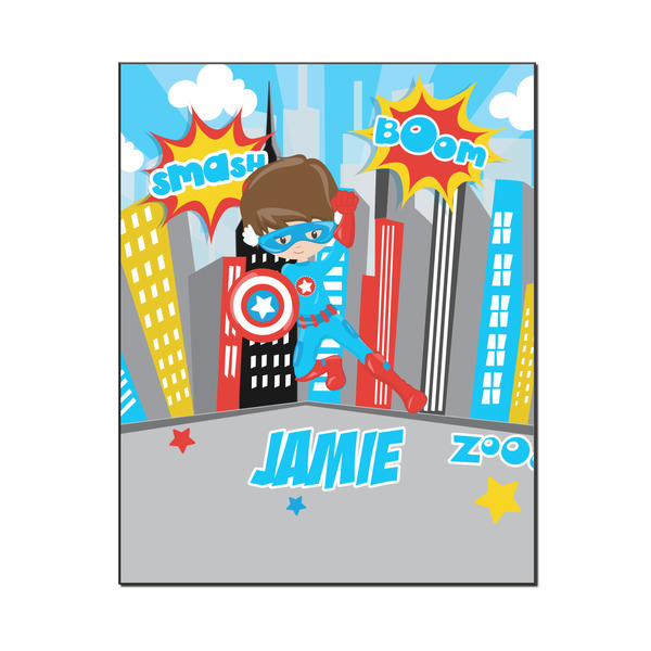 Custom Superhero in the City Wood Print - 16x20 (Personalized)