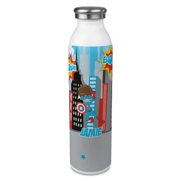 Custom Superhero in the City 20oz Stainless Steel Water Bottle - Full Print (Personalized)