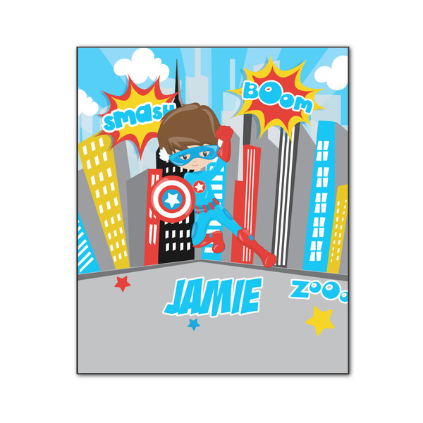 Custom Superhero in the City Wood Print - 20x24 (Personalized)