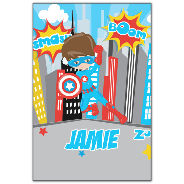 Custom Superhero in the City Wood Print - 20x30 (Personalized)