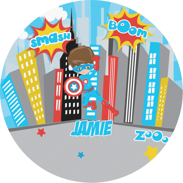 Custom Superhero in the City Multipurpose Round Labels - Custom Sized (Personalized)